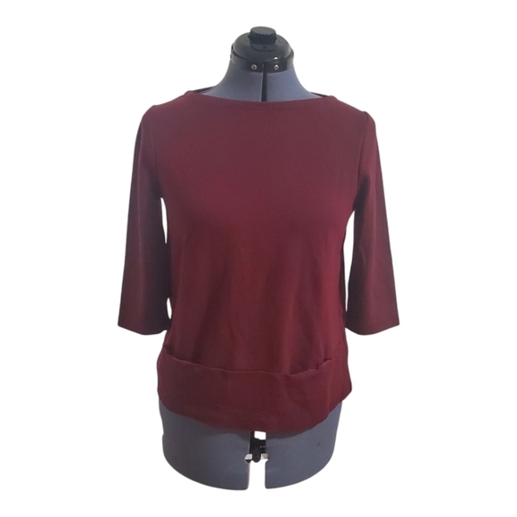 J. Jill Ponte 3/4 Sleeve Top Burgundy Red Size Small - Picture 1 of 6